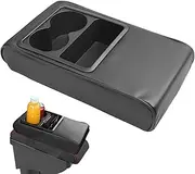 Car Armrest Cover – PU Leather Waterproof Pad with Integrated Cup Holder | Center Console Protector Mat for Vehicle Interior, Truck, Auto Cabin Support Cushion and Organizer