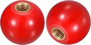 sourcing map 2Pcs Threaded Ball Knobs, M12 Female Thread Thermoset Ball Knob 40mm Dia Round Operation Handles with Copper Insert for Machine Lever Handle, Red