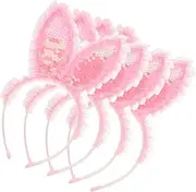 [COSMEVIVI] Bunny Ear Headband Pig Bunny Costume Make up Hair Headband Tiger Costume Plush Animals Rabbit Headbands Inflatable Bunny Suit Head Band Fabric Pink