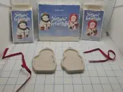 vtg longaberger pottery cookie mold 1999 NOS NIB SNOW FRIENDS SNOWBALL FLURRY