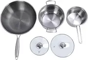 Stainless Steel Pots and Pans Set, 3pcs Stainless Steel Cookware Set with Non Stick Fry Pans, Stock Pot, Saucepans with Lids, Kitchen Cookware Sets for Home, Dishwasher Safe