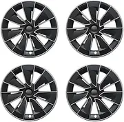 4PCS Wheel Caps Compatible for Tesla Model Y 19-Inch Hub Cap Performance Automobile Replacemen HubCap Full Rim Cover 2018-2025 Accessories(Sliver Black)