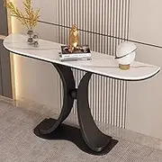 LYXWGRZD Console Table, Narrow Sofa Table, Entryway Table with Curved Metal Frames, Behind Couch Table for Living Room, Entrance, Easy Assembly, Accent Table Hallway Table Foyer Table(Black D,100cm/39