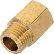 HALLMERS 1/4" NPT Male to 1/4" NPT Female Brass Pipe Fitting Reducer Thread Plumbing Hose, Hex Bushing Threaded Tubing Adapter Coupler, Used to Connect Lines for Air, Water, Fuel, Oil and Gas