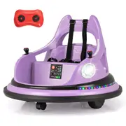 Costway 12V Electric Bumper Car 360° Spin Remote Control Ride on Car w/Light & Music Purple
