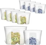 Annaklin Reusable Sandwich & Snack Bags, 8 Pack 100% Silicone Stand Up Zip Lock Food Storage Bags for Food Container, Freezer Microwave Oven Dishwasher Safe, 4 Medium 4 Small, Translucent