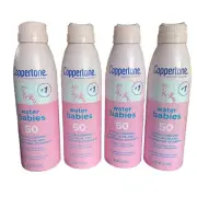 Lot of 4 Coppertone Water Babies SPF50 Hypoallergenic Sunscreen Spray 6 oz ea