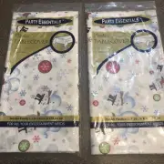 Lot Of 2 Christmas Snowman Rectangle Tablecloth - Plastic 54" x 108" Table