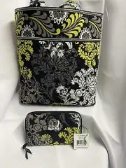 Vera Bradley Tote/Turnlock Wallet Retired Baroque 2010 Yellow Gray White & Black