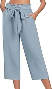 [Generic] Women's Casual Fashion Wide Leg Pants with Bow Tie Seven Quarter Womens Cargo Trousers Leggings Ladies Shorts Multipack Black Work Bootcut Gym Scrunch Butt Leisure Sweatpants