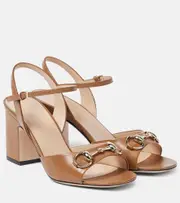 [Gucci] Gucci Lady Horsebit 75 leather sandals AU 7 brown