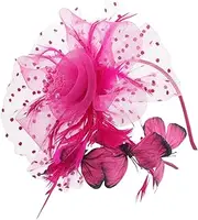 [Ipetboom] Butterfly Bridal Veil Hairpiece: Fascinator Hat Headband with Plume - Comfortable & Secure Fit for Tea Party Headwear Accessories