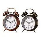 Silent Alarm Clock with Night Light Function Red Bronze Retro Style Clock