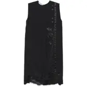 [Prada] Prada Floral-appliqué Midi Dress 40 IT BLACK