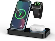 Empty room 3 in 1 Wireless Charger,15W Fast Wireless Charging Dock. Compatible with iPhone 15/14/13/12 Series, Apple Watch 9/8/7/6/SE/5/4/3, AirPods 2/3/Pro, (18W QC3.0 Adapter Included)