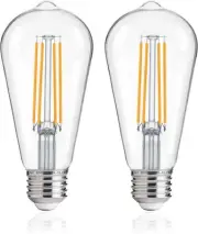 Jaspertronics™ Dusk to Dawn ST19 LED Bulb, 2700K Soft White, 8W, E26 Base, 2