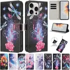 Painted Leather Wallet Case Flip Cover For iPhone 16e 16 15 14 13 12 11 Pro Max
