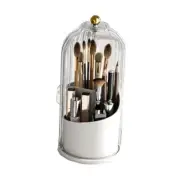 Makeup Brush Holder Organizer with Lid 360° Rotating Makeup Transparent