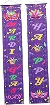 1 Pair Gras Day Door Flag Banner American Carnival Hanging Decoration for Parties Bright Design for Indoor Outdoor Celebrations for Front Door Decor and Photo Booth Backdrop