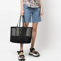 在飛比找ETMall東森購物網優惠-西班牙時尚黑白透明網紗游泳包
