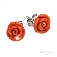 在飛比找ETMall東森購物網優惠-【大東山樑御珊瑚】天然桃紅珊瑚雕刻玫瑰花 8~8.5mm耳針