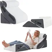 Ahpmeoa 5Pcs Orthopedic Bed Wedge Pillow Set for After Surgery, Adjustable Wedge Pillow for Acid Reflux Relief, Bed Wedge Pillow Post Surgery, Memory Foam Wedge Pillows for Sleeping, White/Grey
