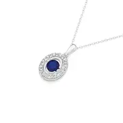 Silver Blue Oval Cluster Pendant in Blue