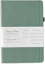 Ivory & Point - Improved Premium Quality Bullet Dotted Journal Notebook - 160 Pages, 160gsm Bleed & Ghost Proof Thick White Paper - A5 Minimalist Art Dot Grid notebook (Sage Green)