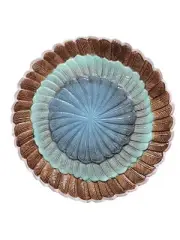 John Derian Stoneware Peacock Feathers Round Serving Platter NEW WITH TAG NICE!
