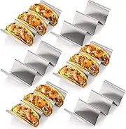 PENGQIMM Stainless Steel Taco Holder Stand 6 Pack, Taco Holder Stand Tray with Handles,Reversible Tortilla Rack & Wave Tray, Tortilla Tacos Holds 3 Tacos Each – Durable for Restaurants, Parties Use