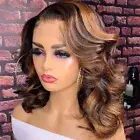 Short Bob Wig 13x4 Lace Frontal Wigs #4/27 Highlight Color Brown Mix BlondeReal