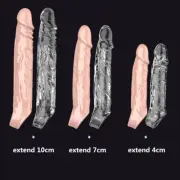 BIGGER Penis Extender Enlarger Girth Enhancer Realistic Sleeve Men-Condom Sheath