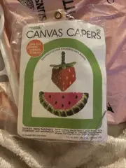 Vintage 1980 Leisure Arts Canvas Capers Fruit Strawberry Watermelon Magnets NEW