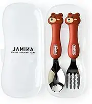 2Pcs Travel Carry Set Children Portable Tableware Toddler Utensils Spoon & Fork Set with Travel