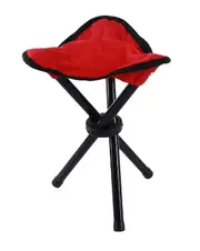 Picnic Outdoor Camping Portable Folding Chair Iron Foldable Three-Legged Stool Seat Hiking Tools Leisure Fishing Accessories Red