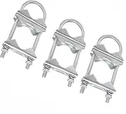 3 Set Jaw Block Aerial Double Antenna Mast Clamp Kit, WizeFolk V-Jaw Bracket, Washer Iron Galvanizing Aerial Antenna Mast Clamp Mounting Accessories,U-Bolt Mounting