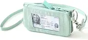 WONDERFUL FLOWER Card Holder, RFID Blocking, ID Holder Wallet for Women, Dual Pockets, Badge Holder, Lanyard Wallet, Fabric Keychain ID Wallet, Green