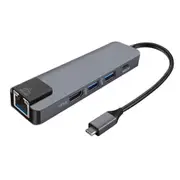5-In-1 Usb Hub Type-C 4K Hdmi Usb3.0 Gigabit Ethernet Rj45 Lan Adapter For Macbook Pro Chromebook Laptops