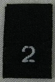 250pcs BLACK WOVEN SEWING CLOTHING LABELS, SIZE TAGS - SIZE 2 - TWO