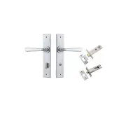 Copenhagen Lever Chamfered Backplate Privacy Kit w Privacy Turn Brushed Chrome