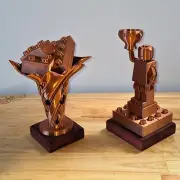 Custom LEGO-Themed Trophies – Jarrah Wood Base – Handmade in Australia
