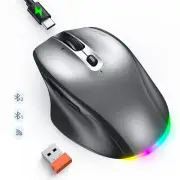 Wireless Bluetooth Mouse LED Rechargeable Ergonomic Mouse with Muitl Mode 2.4...