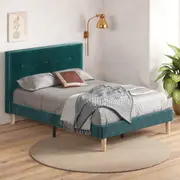 Zinus Green Velvet Bed Frame Upholstered Wooden Legs