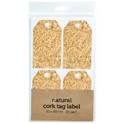 Natural Cork Tag Label 50x85mm 20 Pack
