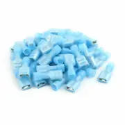 A● 50Pcs 16-14AWG Wire Insulated6.3mm Female Spade Crimp Terminal Connector Blue