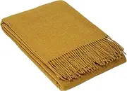 Oxford Merino Wool Blend Throw Rug, Mustard