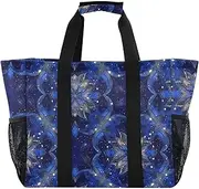 [sanluoli] Bag Collapsable Beach Tote Water Resistant Canvas Tote For Car, Stars Glittering Royal Blue, 1 size