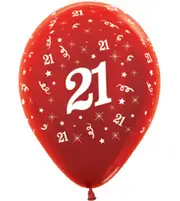 21st Metallic Red Latex Balloons 25 Pack