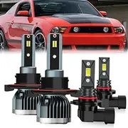 QIPEIZSP Fit For Ford Mustang 2005-2012 Light Bulbs, 9008 High Low Beam + 9145 Fog Light Bulb, 4-Pack