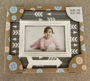 Buttons & Bows Frame Wooden Arrow Picture 6"x4" Shabby Chic Distressed New